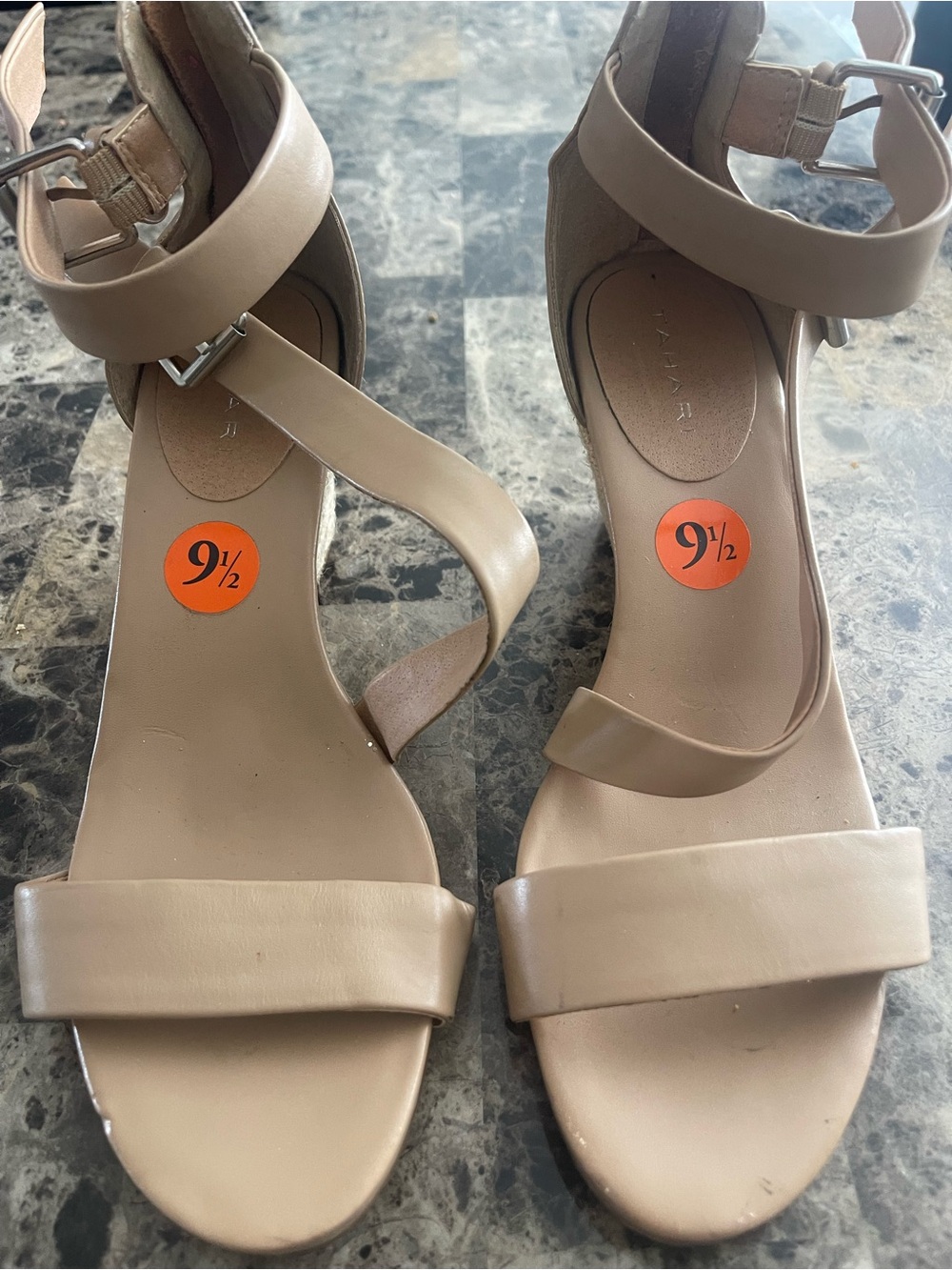 Tahari Beige Nude Ankle-Strap Heels
